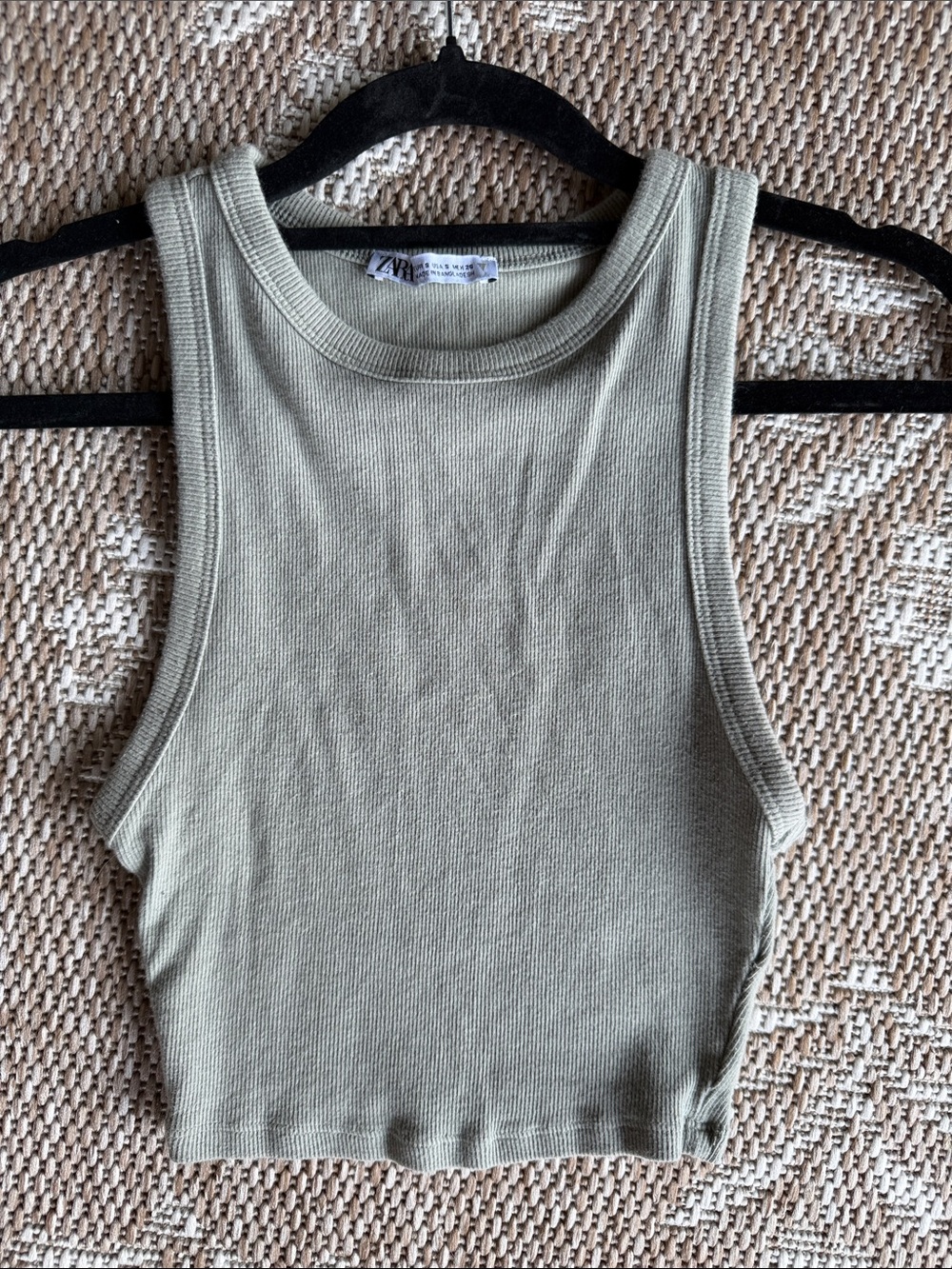 Zara Sage Ribbed Sleeveless Crop Tank 1559-JC3